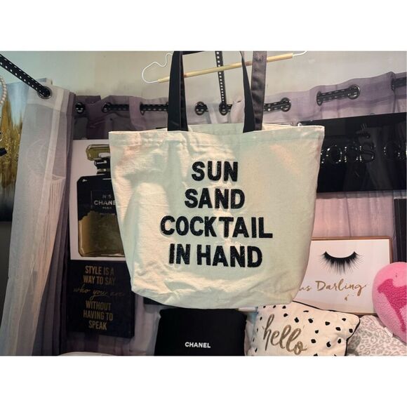 Fallon & Royce SUN SAND COCKTAIL IN HAND CRYSTAL TOTE shopper weekender bag - Picture 5 of 8